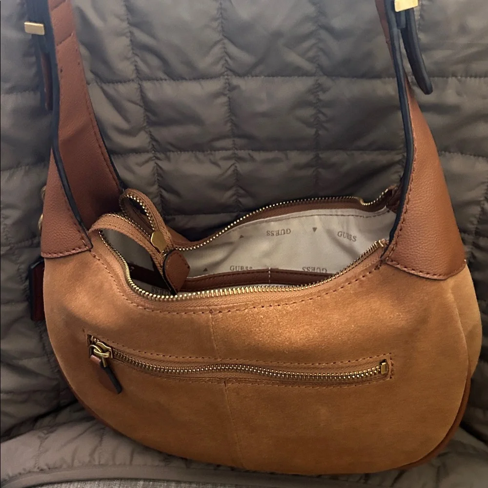 Guess Tan Leather Shoulder Bag - Picture 4 of 7
